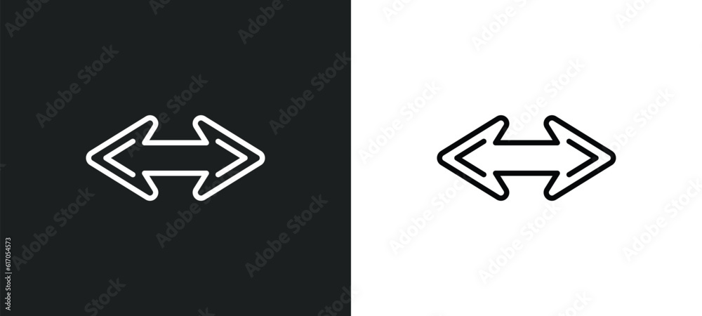 horizontal arrows line icon in white and black colors. horizontal arrows flat vector icon from horizontal arrows collection for web, mobile apps and ui. horizontal arrows line icon in white and black colors. horizontal arrows flat vector icon from horizontal arrows collection for web, mobile apps and ui.