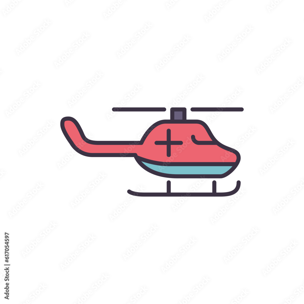 Emergency Helicopter related vector line icon. Isolated on white background. Vector illustration. Editable stroke