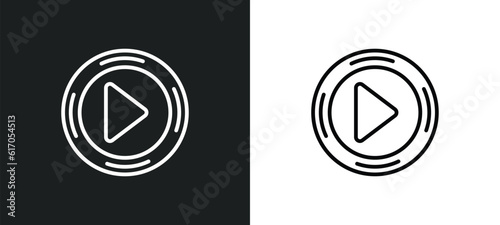 play button line icon in white and black colors. play button flat vector icon from play button collection for web, mobile apps and ui.