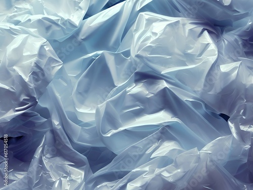 crumpled plastic light blue texture background.