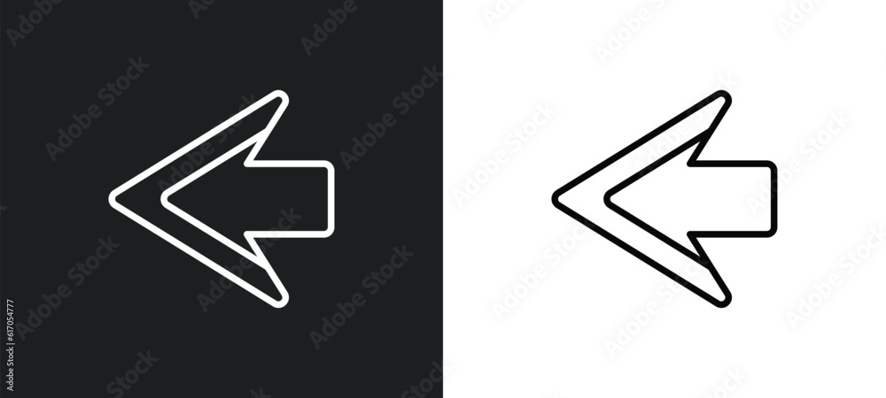 left arrow line icon in white and black colors. left arrow flat vector icon from left arrow collection for web, mobile apps and ui. left arrow line icon in white and black colors. left arrow flat vector icon from left arrow collection for web, mobile apps and ui.