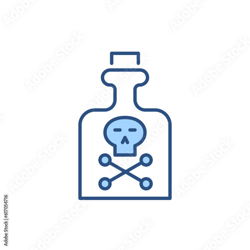 Poison related vector line icon. Skull and bones, bottle. Isolated on white background. Vector illustration. Editable stroke