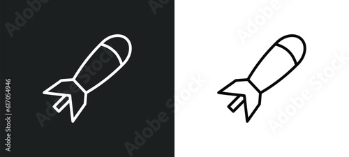 airplane bomb line icon in white and black colors. airplane bomb flat vector icon from airplane bomb collection for web, mobile apps and ui.