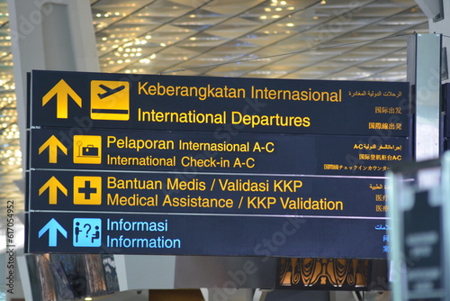 Information board at Soekarno Hatta International Airport which is inside the airport. photo