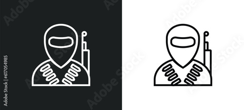 terrorist line icon in white and black colors. terrorist flat vector icon from terrorist collection for web, mobile apps and ui.