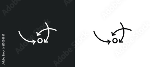 military strategy line icon in white and black colors. military strategy flat vector icon from military strategy collection for web, mobile apps and ui.