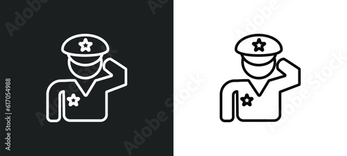 salute line icon in white and black colors. salute flat vector icon from salute collection for web, mobile apps and ui.