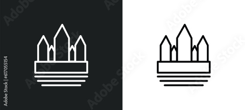 angkor wat line icon in white and black colors. angkor wat flat vector icon from angkor wat collection for web, mobile apps and ui.