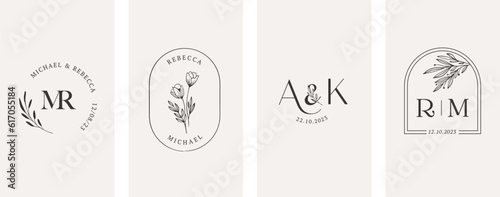 Wedding logos, hand drawn elegant, delicate and minimalist monogram collection