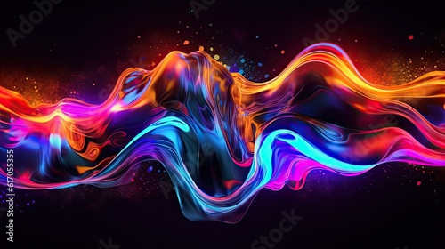 Energetic Splatter Paint abstract background. Futuristic neon illustration art. Generative AI © tanyastock
