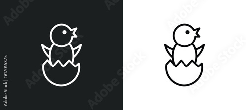 chick line icon in white and black colors. chick flat vector icon from chick collection for web, mobile apps and ui.