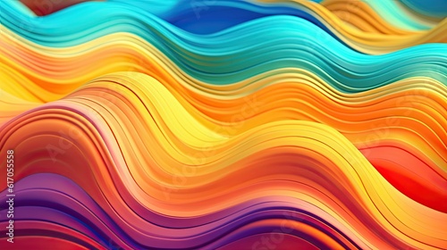 Psychedelic Rainbow Waves abstract background. Colorful futuristic illustration art. Generative AI
