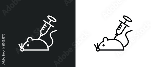 animal testing line icon in white and black colors. animal testing flat vector icon from animal testing collection for web, mobile apps and ui.
