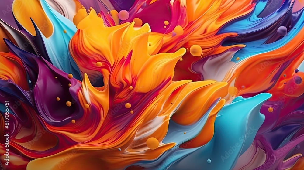 Bold Brush Strokes abstract background. Colorful futuristic illustration art. Generative AI