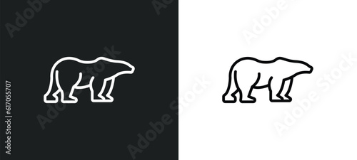 polar bear line icon in white and black colors. polar bear flat vector icon from polar bear collection for web  mobile apps and ui.