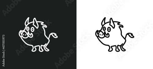 boar line icon in white and black colors. boar flat vector icon from boar collection for web, mobile apps and ui.