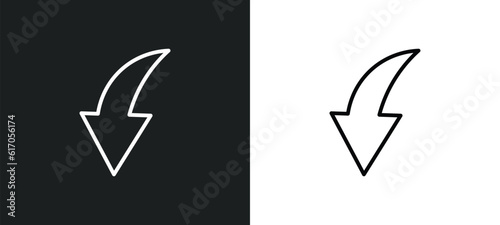 curve arrow line icon in white and black colors. curve arrow flat vector icon from curve arrow collection for web, mobile apps and ui.
