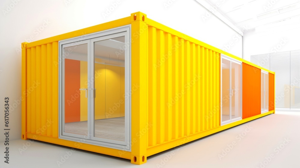 Mobile office buildings or container site office for construction site. Shipping container. Portable house and office cabins,Generative AI illustration