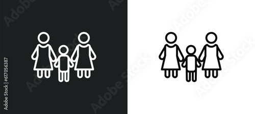 lesbian couple and son line icon in white and black colors. lesbian couple and son flat vector icon from lesbian couple son collection for web, mobile apps ui.
