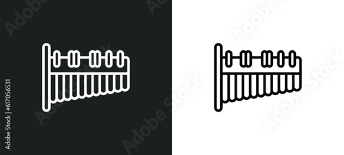 marimba line icon in white and black colors. marimba flat vector icon from marimba collection for web, mobile apps and ui.