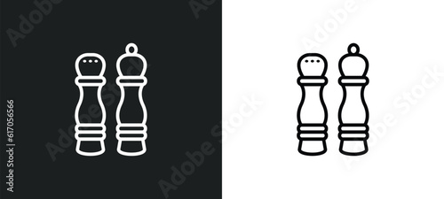 salt and pepper line icon in white and black colors. salt and pepper flat vector icon from salt pepper collection for web, mobile apps ui.