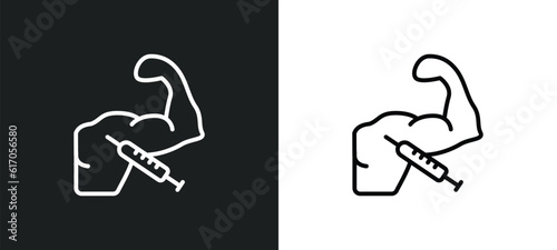steroids line icon in white and black colors. steroids flat vector icon from steroids collection for web, mobile apps and ui.