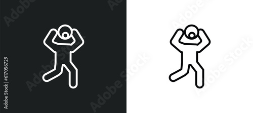 surprised human line icon in white and black colors. surprised human flat vector icon from surprised human collection for web, mobile apps and ui.