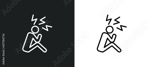stressed human line icon in white and black colors. stressed human flat vector icon from stressed human collection for web, mobile apps and ui.