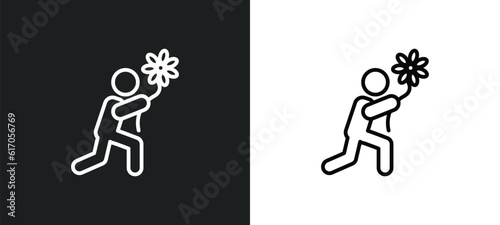 sorry human line icon in white and black colors. sorry human flat vector icon from sorry human collection for web, mobile apps and ui.