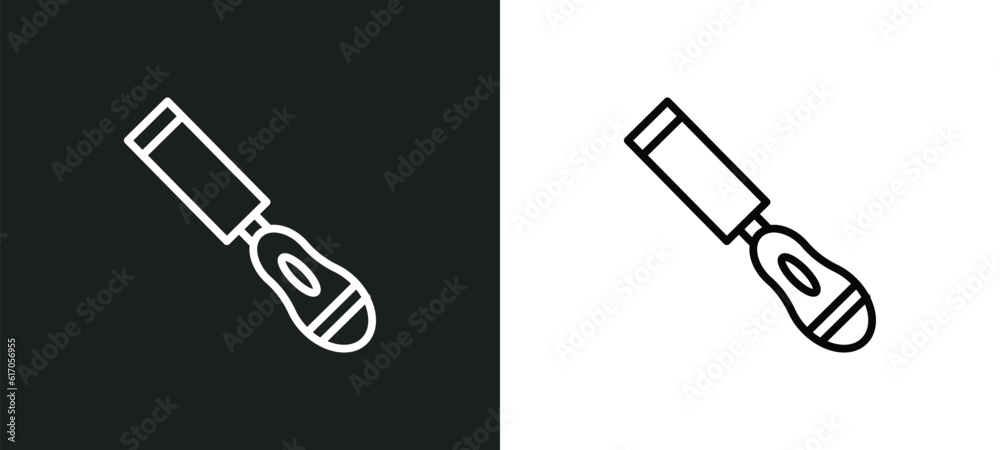 chisel line icon in white and black colors. chisel flat vector icon from chisel collection for web, mobile apps and ui. chisel line icon in white and black colors. chisel flat vector icon from chisel collection for web, mobile apps and ui.