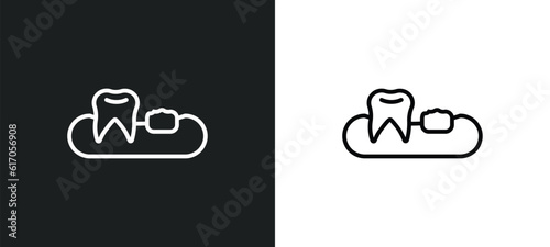 partial denture line icon in white and black colors. partial denture flat vector icon from partial denture collection for web, mobile apps and ui.