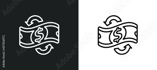 currency circulate line icon in white and black colors. currency circulate flat vector icon from currency circulate collection for web, mobile apps and ui.