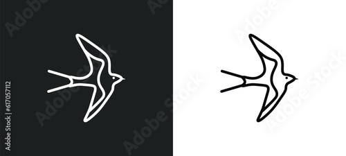 swallow line icon in white and black colors. swallow flat vector icon from swallow collection for web, mobile apps and ui.