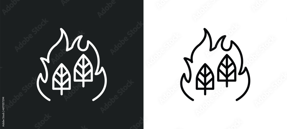 Obraz premium wildfire line icon in white and black colors. wildfire flat vector icon from wildfire collection for web, mobile apps and ui.