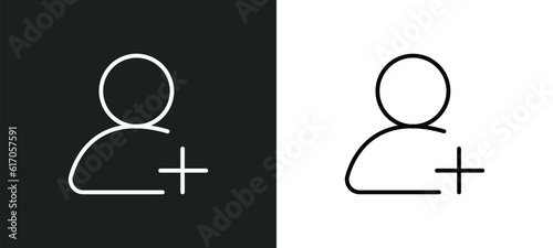 add user line icon in white and black colors. add user flat vector icon from add user collection for web, mobile apps and ui.