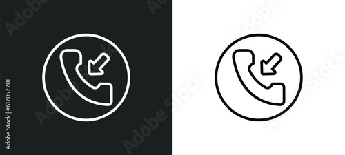 incoming phone line icon in white and black colors. incoming phone flat vector icon from incoming phone collection for web  mobile apps and ui.