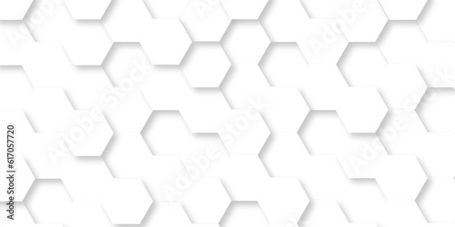 Fototapeta Naklejka Na Ścianę i Meble -  Seamless pattern abstract background with hexagons. 3d Hexagonal structure futuristic white background and Embossed Hexagon , honeycomb white Background ,light and shadow ,Vector.	
