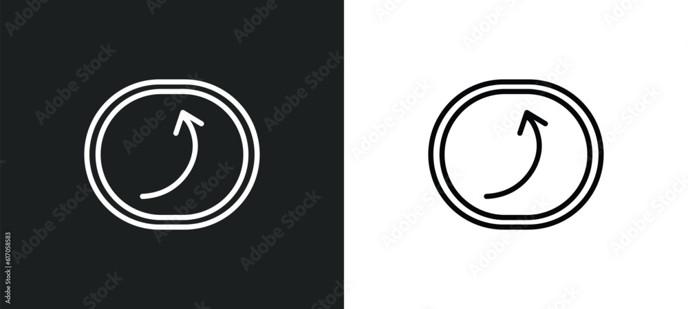 spinning left arrow line icon in white and black colors. spinning left arrow flat vector icon from spinning left arrow collection for web, mobile apps and ui. spinning left arrow line icon in white and black colors. spinning left arrow flat vector icon from spinning left arrow collection for web, mobile apps and ui.