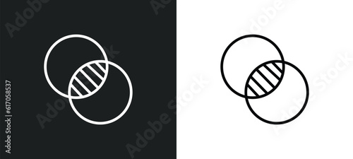 intersect line icon in white and black colors. intersect flat vector icon from intersect collection for web, mobile apps and ui. photo