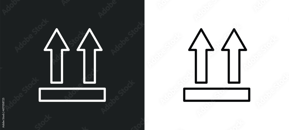 up side line icon in white and black colors. up side flat vector icon from up side collection for web, mobile apps and ui.