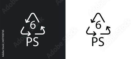 6 ps line icon in white and black colors. 6 ps flat vector icon from 6 ps collection for web, mobile apps and ui. photo