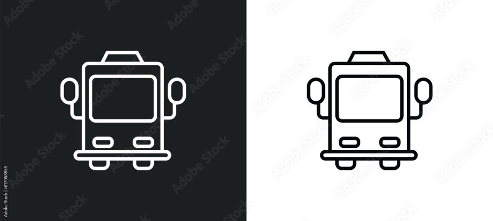 bus front with driver line icon in white and black colors. bus front with driver flat vector icon from bus front with driver collection for web, mobile apps and ui. bus front with driver line icon in white and black colors. bus front with driver flat vector icon from bus front with driver collection for web, mobile apps and ui.
