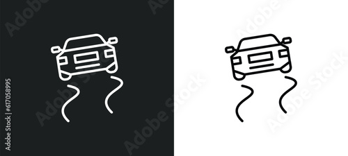 slippy road line icon in white and black colors. slippy road flat vector icon from slippy road collection for web, mobile apps and ui.