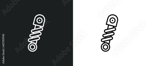 shock breaker line icon in white and black colors. shock breaker flat vector icon from shock breaker collection for web, mobile apps and ui.