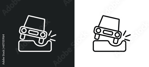 pothole line icon in white and black colors. pothole flat vector icon from pothole collection for web, mobile apps and ui.