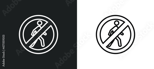 no entry line icon in white and black colors. no entry flat vector icon from no entry collection for web, mobile apps and ui.
