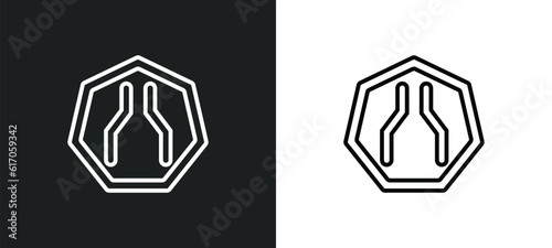 narrow road line icon in white and black colors. narrow road flat vector icon from narrow road collection for web, mobile apps and ui.
