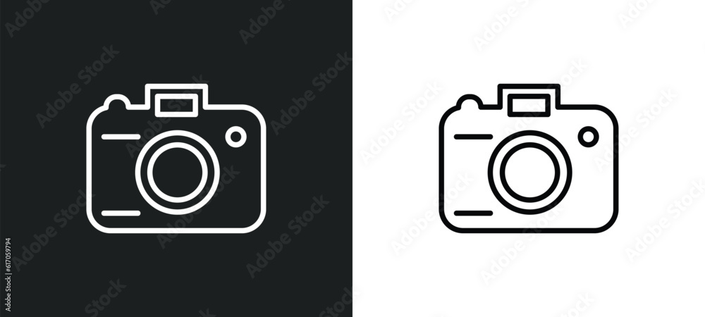 digital photo camera line icon in white and black colors. digital photo camera flat vector icon from digital photo camera collection for web, mobile apps and ui. digital photo camera line icon in white and black colors. digital photo camera flat vector icon from digital photo camera collection for web, mobile apps and ui.