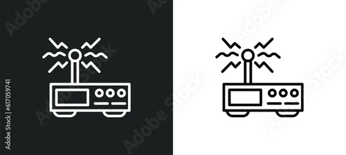 wireless transmitter line icon in white and black colors. wireless transmitter flat vector icon from wireless transmitter collection for web, mobile apps and ui.