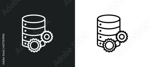 circular database line icon in white and black colors. circular database flat vector icon from circular database collection for web, mobile apps and ui.